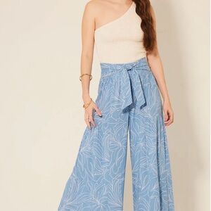 Patrons of Peace Blue Floral Wide-Leg Pants small